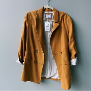 BERSHKA Double Breasted Blazer -  Mustard - NWT